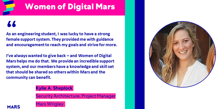 Headshot of and quote from Kylie Sheplock, Security Architecture Project Manager, Mars Wrigley