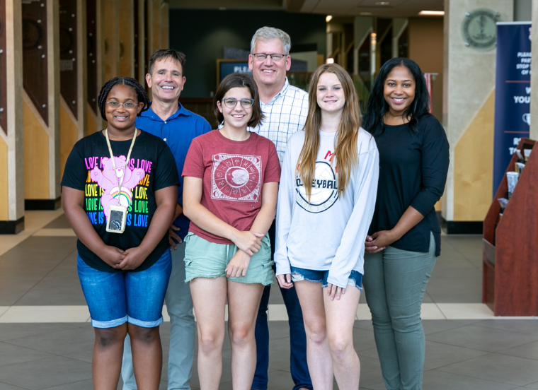 Dr. Marshall (far right) at our “Vet Set Go” camp at Auburn University with (left to right) Dr. Chris Carpenter (founder of Vet Set Go), Dr. Todd Lavender (VCA’s president) and campers.