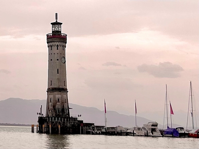 The Lindau Lighthouse on the banks of Lake Constance