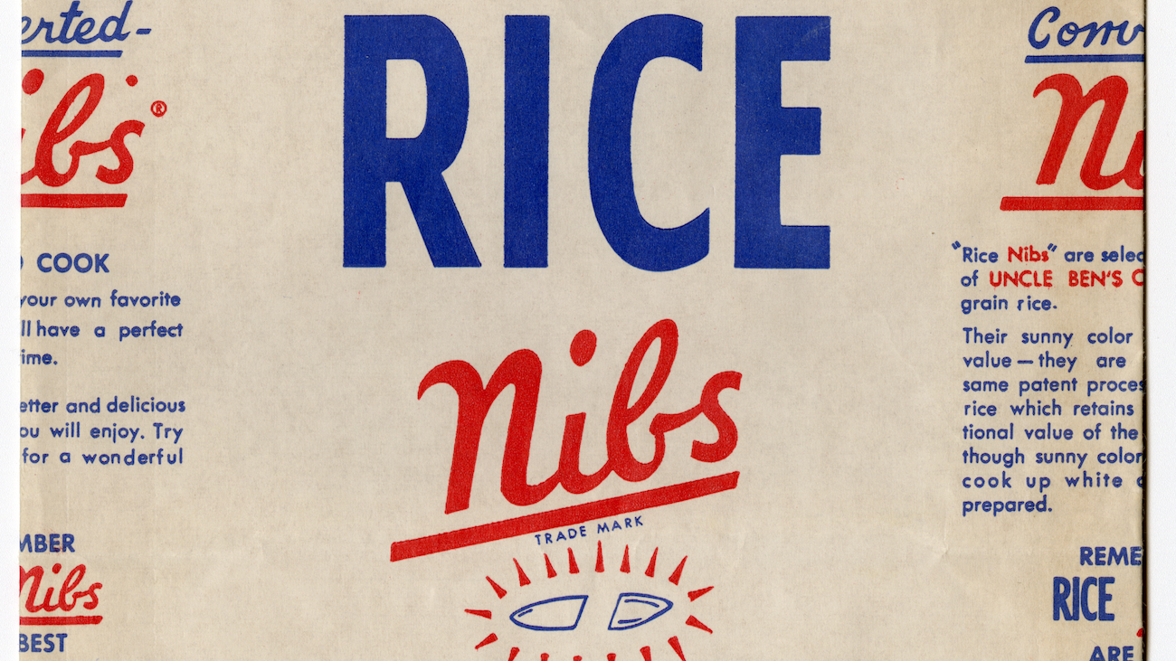 Converted rice packaging from the 1940s.