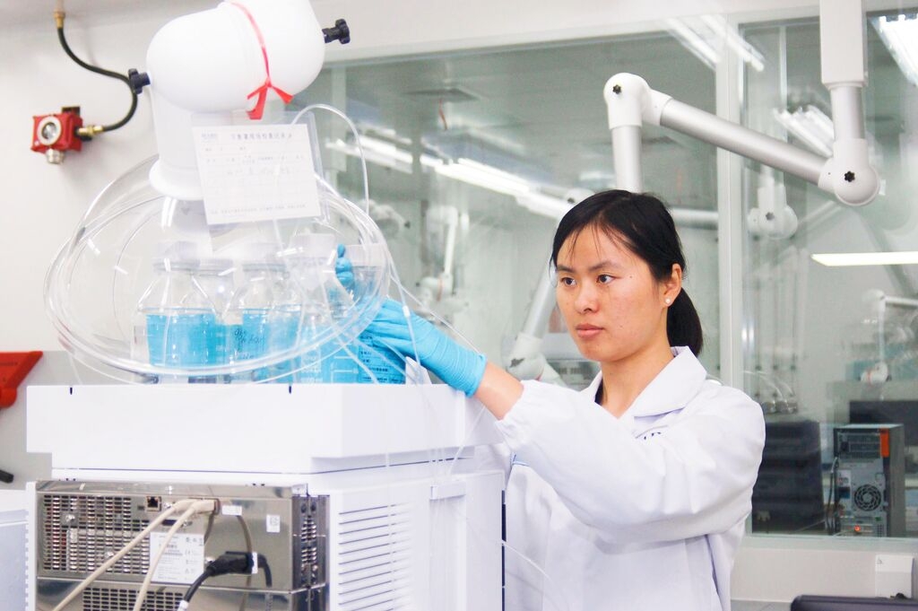 A scientist sets up an experiment in the Mars Global Food Safety Center lab in Beijing, China.