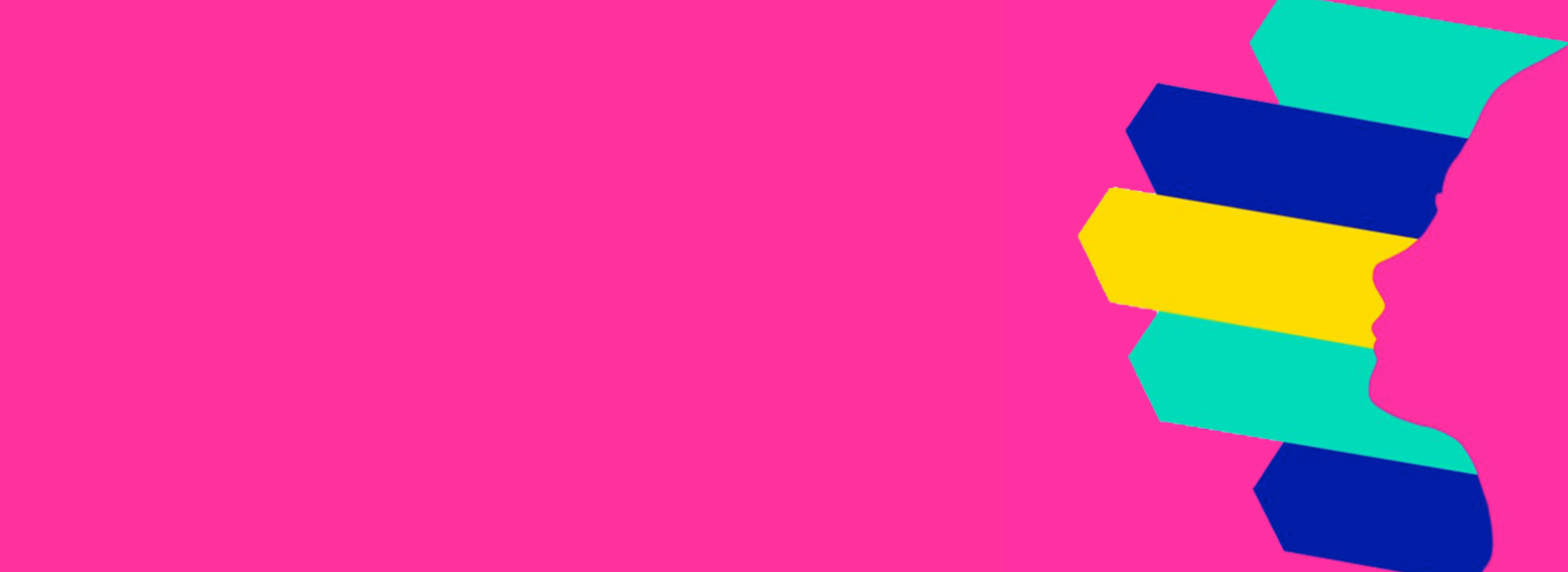 Women of Digital Mars pink background with profile outline of person looking upwards