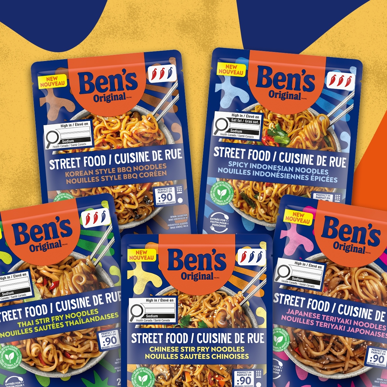 Packages of Ben's Original Street Food Noodles