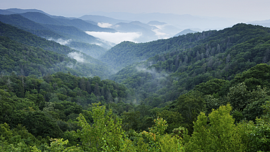 Clouds forming over mountains