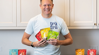 Andrew Clarke with packages of Tru Fru 