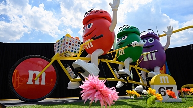 M&M Characters on a tandem bicycle 