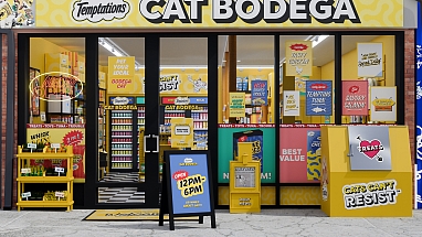 The Temptations Cat Bodega in New York City,in New York City, a playful pop-up celebrating shop cats everywhere.