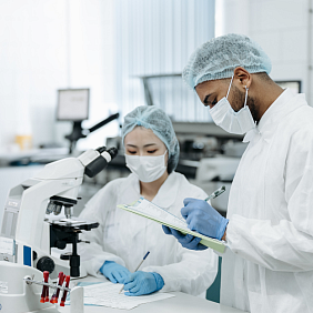 Two scientists working in a lab