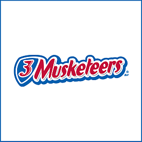 Brand logo for Mars Wrigley 3 Musketeers chocolate bar.
