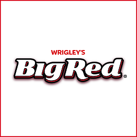 Brand logo for cinnamon flavor Wrigley’s Big Red chewing gum.