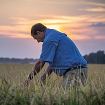 Man in rice field in Arkansas